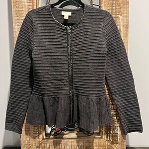 LOFT Charcoal Textured Peplum Blazer/shirt